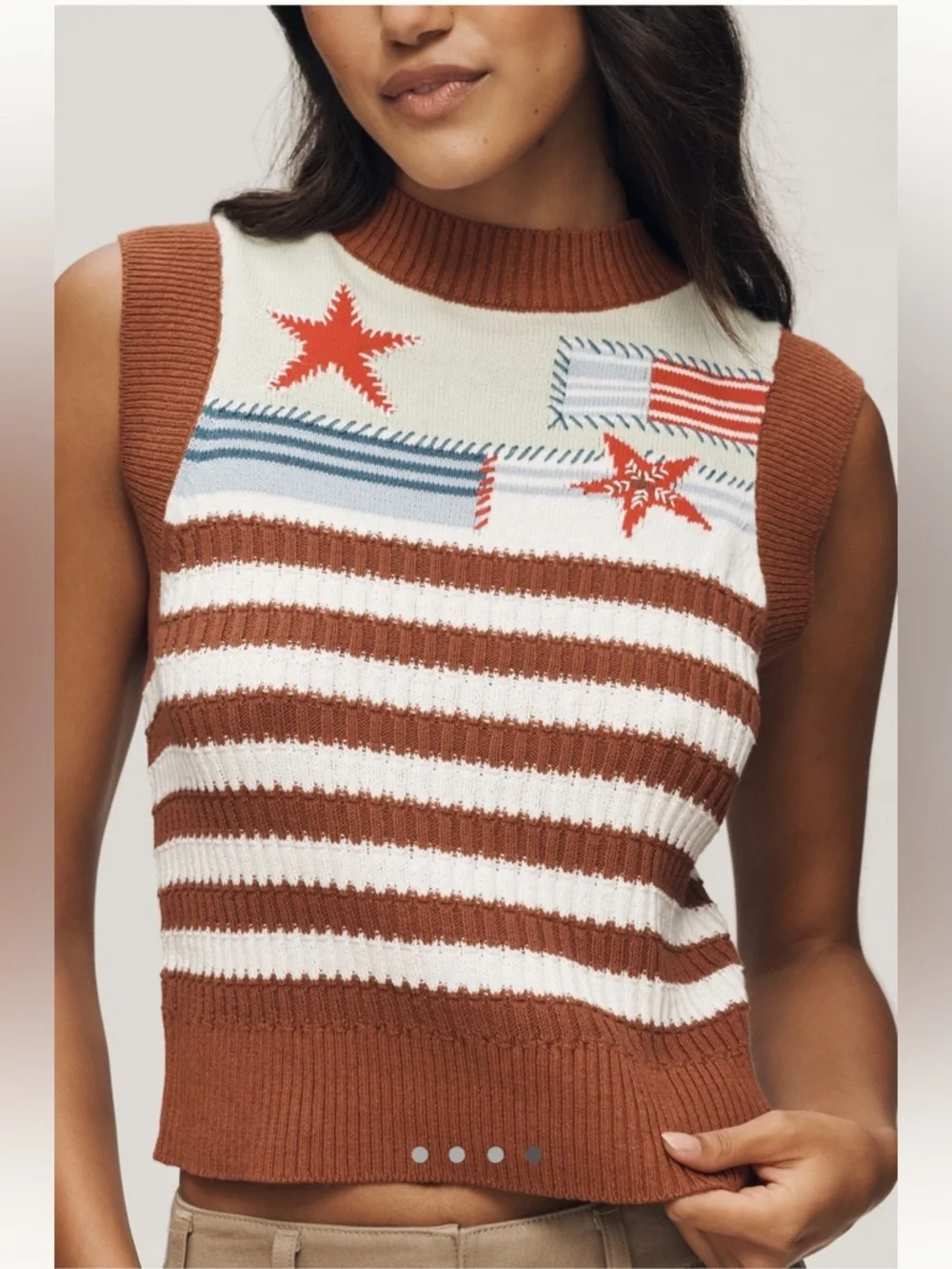 🎉RARE🎉Anthropologie NWT Maeve Mixed Print Sleeveless Linen Blend Sweater size S. - Picture 4 of 10